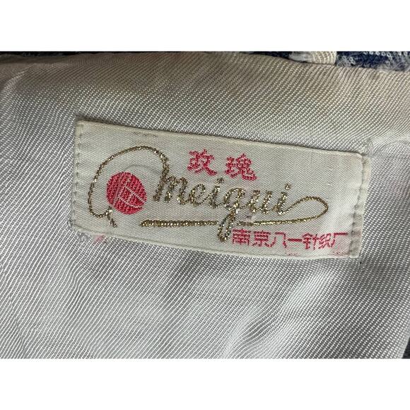 blazer blue geometric double knit polyester blue - Picture 12 of 14